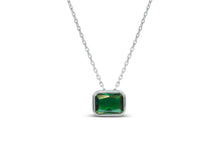 Load image into Gallery viewer, Bezel Baguette CZ Necklace Sterling Silver