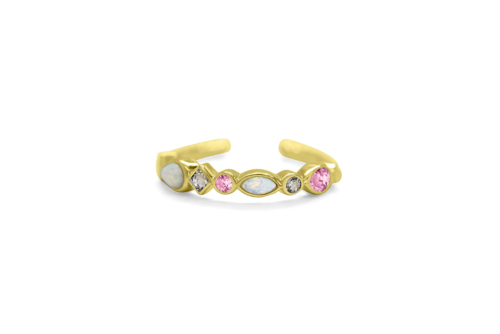 Pretty In Pink Gemstone Cluster Stacking Ring