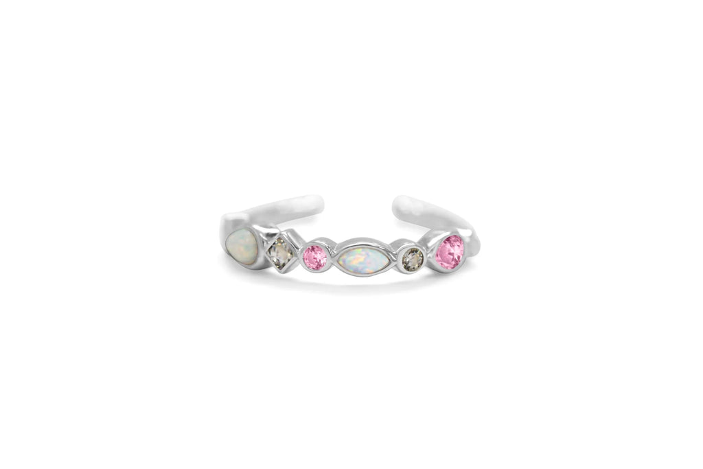 Pretty In Pink Gemstone Cluster Stacking Ring