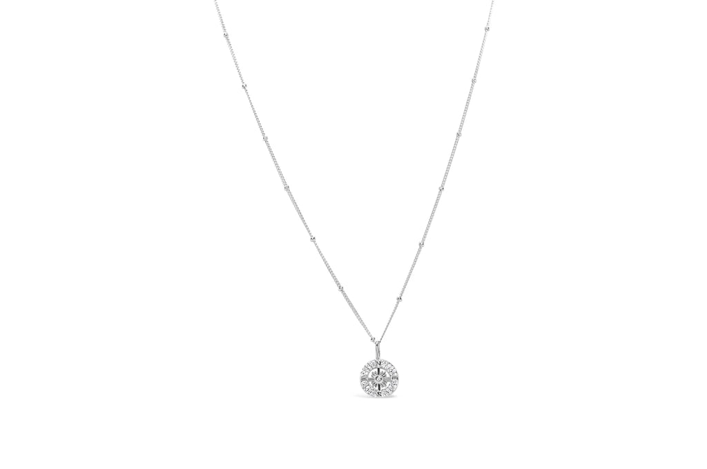 By The Sea Pavé Compass Necklace