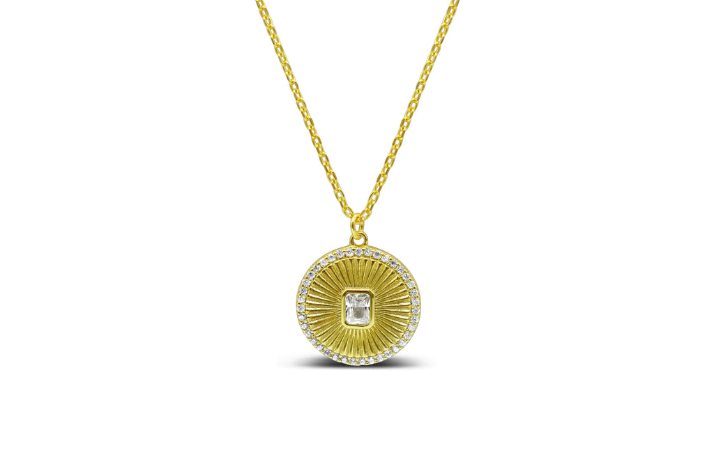 Be Radiant! Burst Baguette Disk Necklace