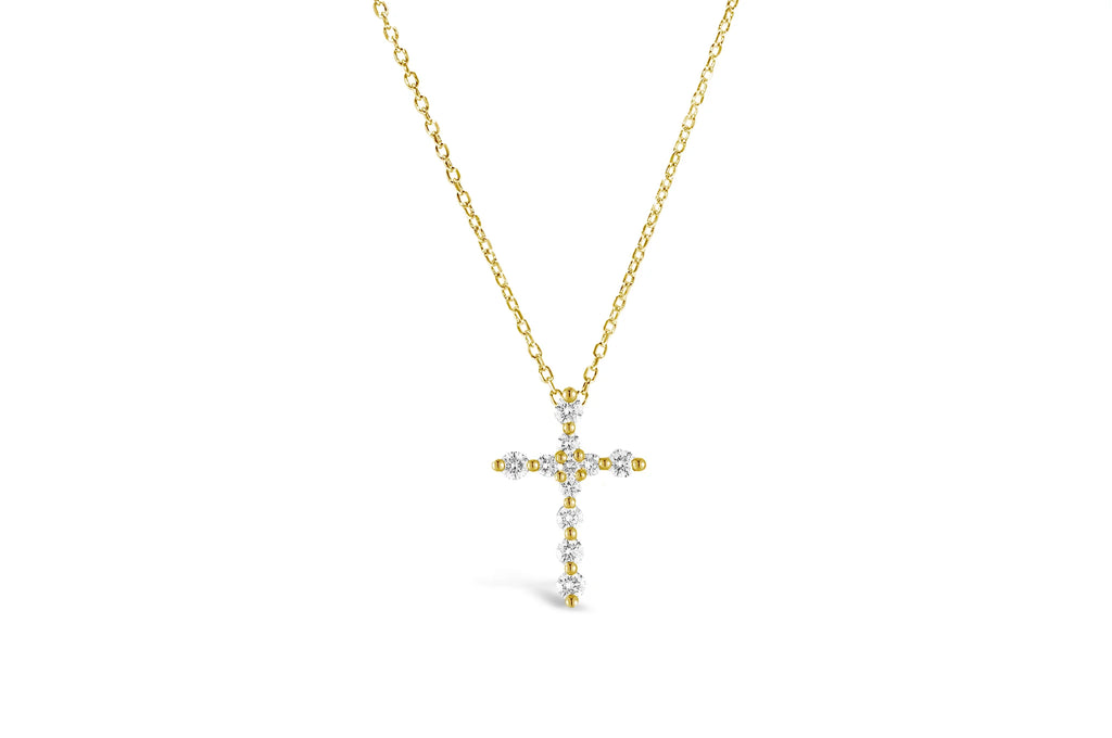 Prong Cross Charm And Chain Necklace