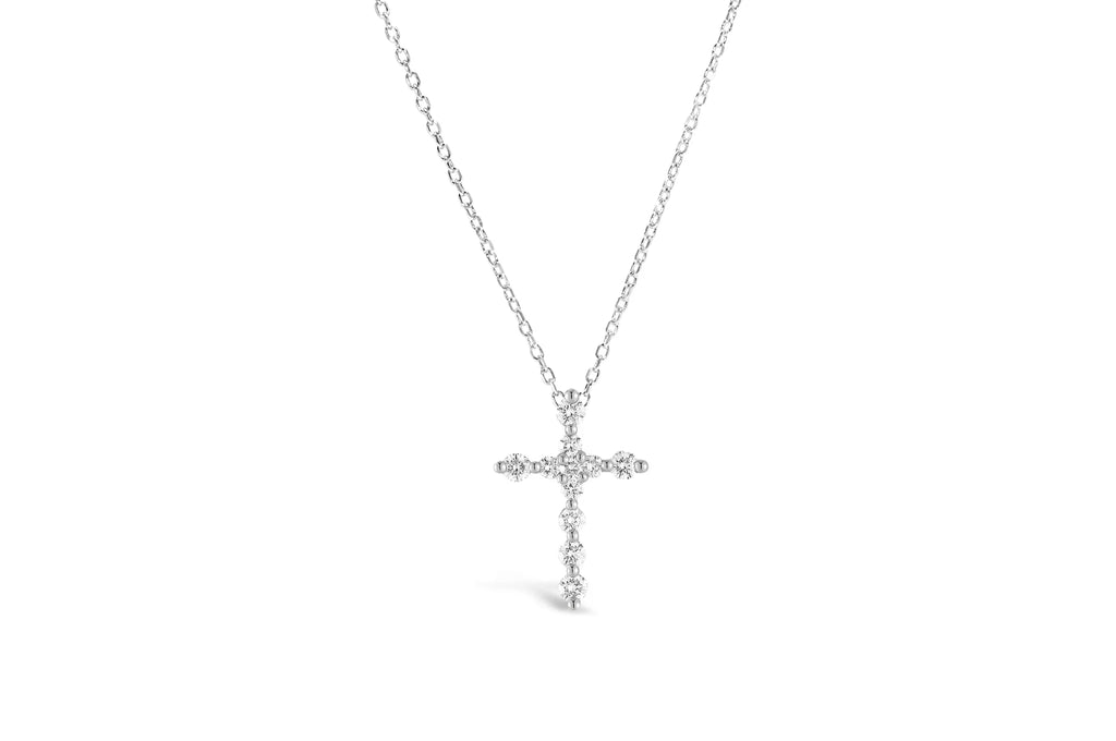 Prong Cross Charm And Chain Necklace