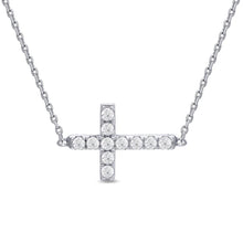Load image into Gallery viewer, Sideways Cross CZ Necklace