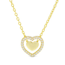 Load image into Gallery viewer, CZ Halo and Gold Heart Necklace