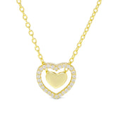 CZ Halo and Gold Heart Necklace