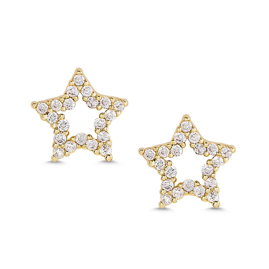 Open Star CZ Stud Earrings