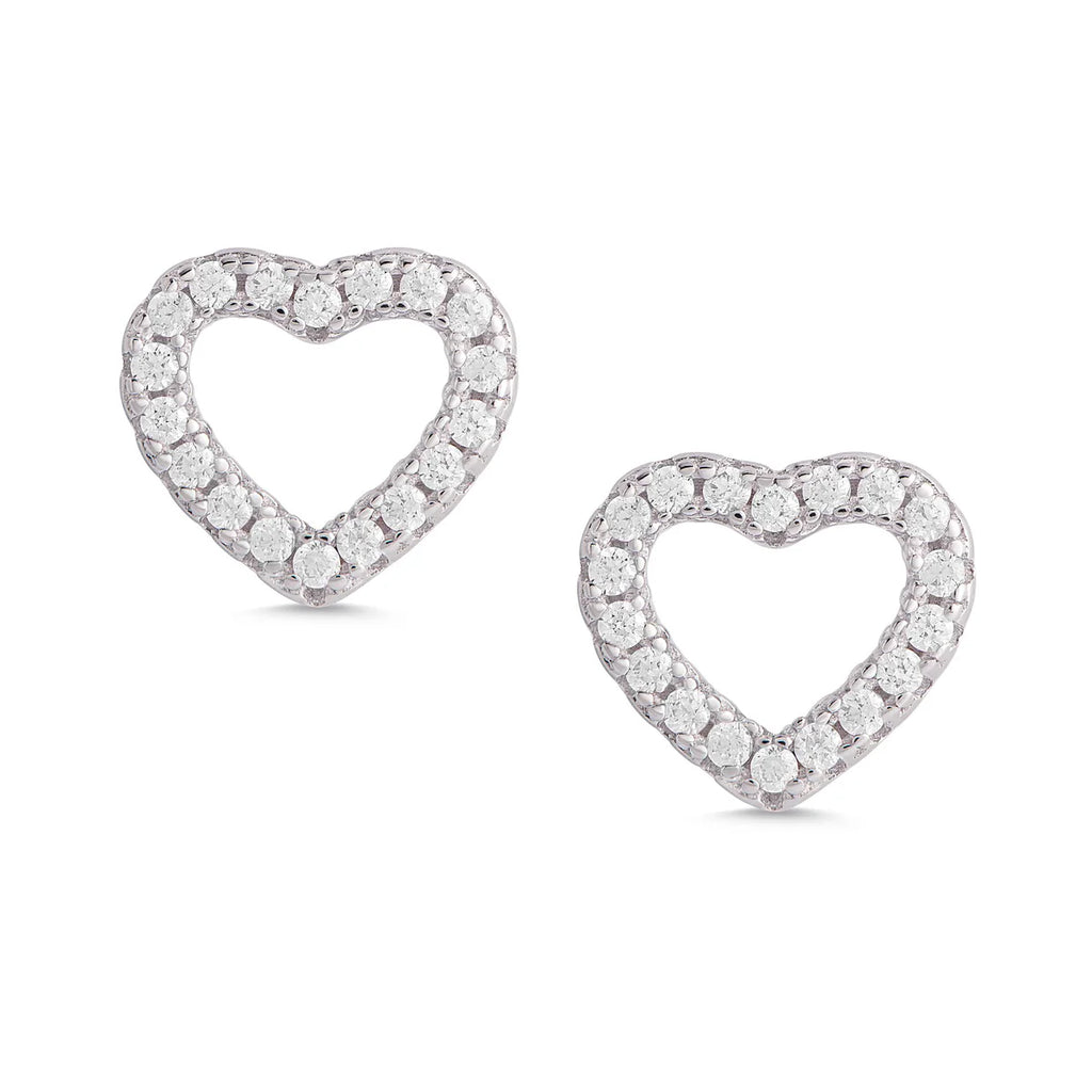 Open Heart CZ Stud Earrings