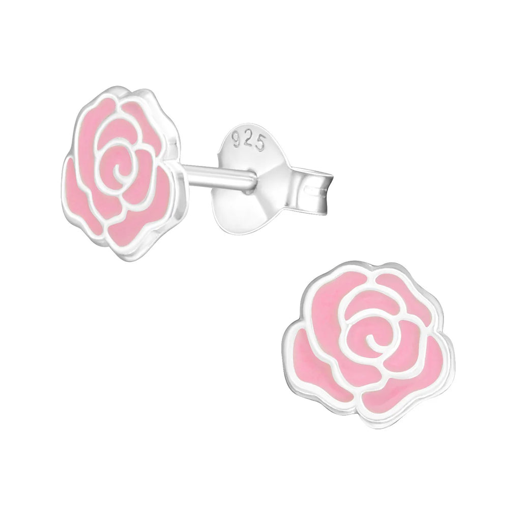 Pink Rose Stud Earrings