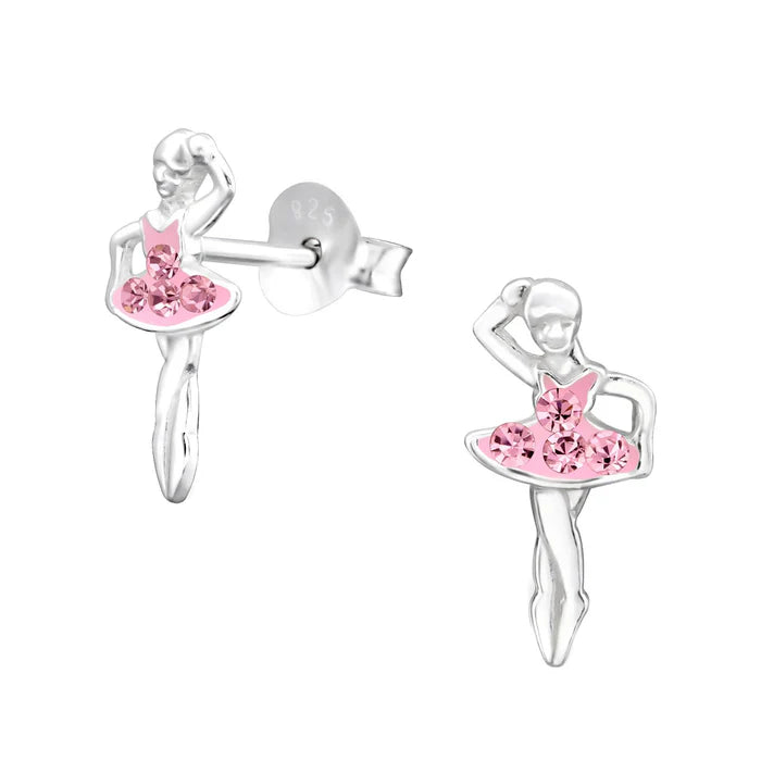 Ballerina Stud Earrings w/Crystals