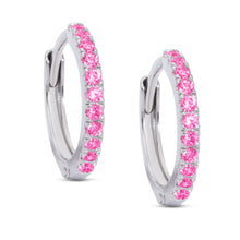 Load image into Gallery viewer, CZ Hinged Hoop Earrings - Pink