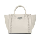 White Flemming Herringbone Tote Bag with