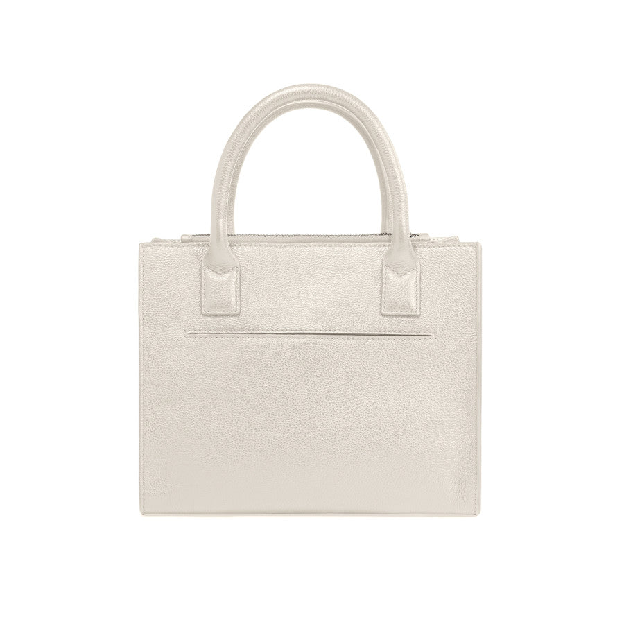 White Flemming Herringbone Tote Bag with