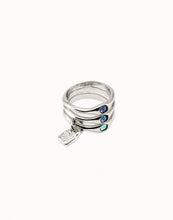 Load image into Gallery viewer, Sterling Silver-Plated Triple Ring With Blue Crystals.