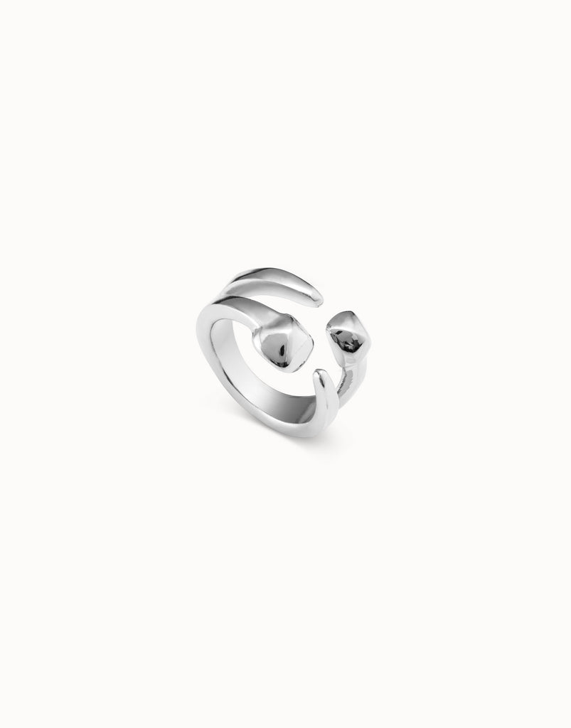 Silver-Plated Open Ring With 2 Nail Heads