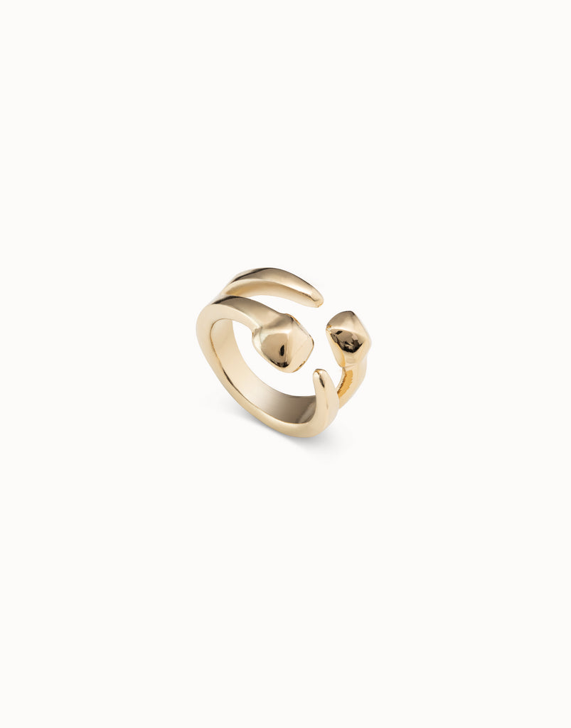 18K Gold-Slated Open Ring With 2 Nail Heads