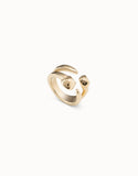 18K Gold-Slated Open Ring With 2 Nail Heads