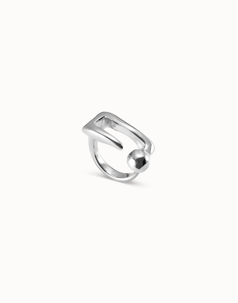 Plated Central Buckle Shaped Ring With Nailed Effect