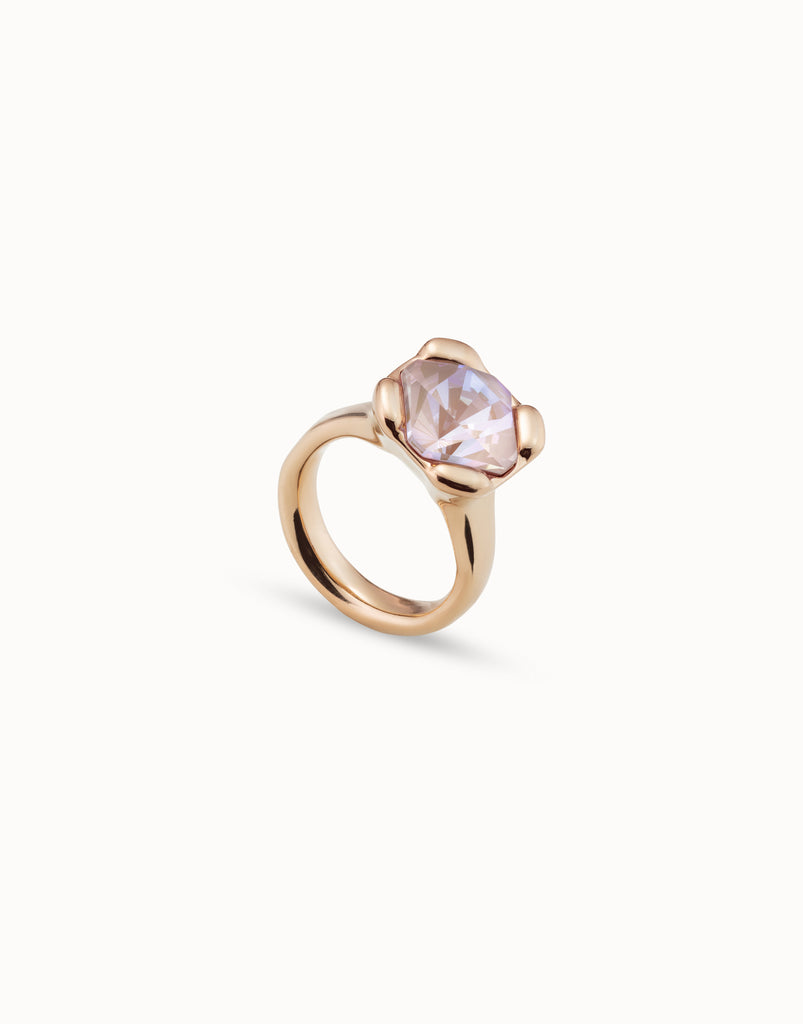 18K Gold-Plated Ring With Pink Crystal