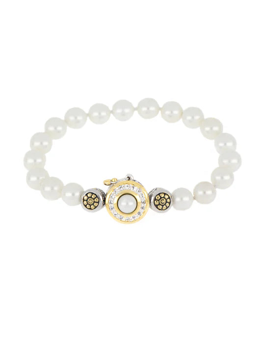 Pavé & White Seashell Pearl Strand Bracelet