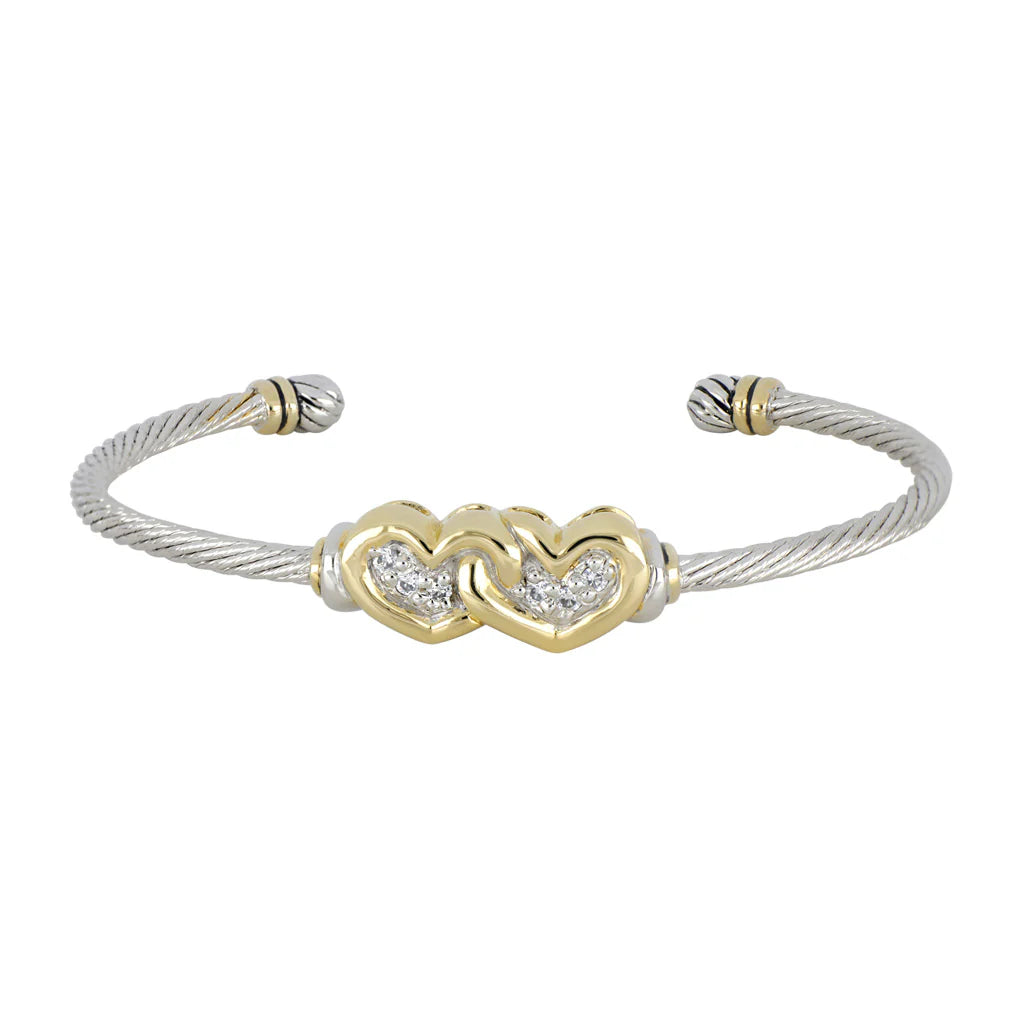 Double Heart Cuff Bracelet