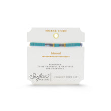 Load image into Gallery viewer, BLESSED - Morse Code Tila Beaded Bracelet - Treasured Teal