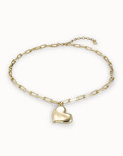 Load image into Gallery viewer, 18K Gold-Plated Short Necklace With Medium Sized Link Chain And Medium Sized Heart