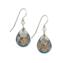 Load image into Gallery viewer, Three Layer Blue Dangle Earrings