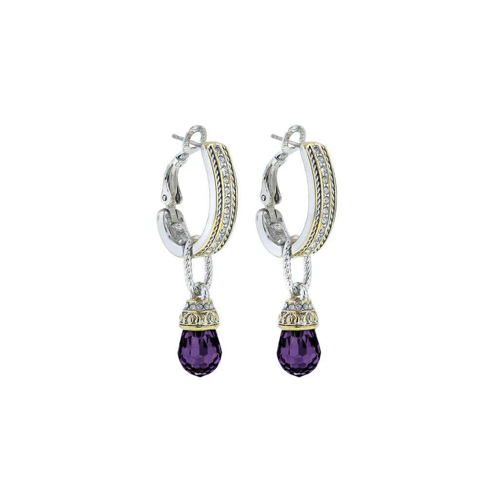 Cubic Zirconia Hoop-Drop Earrings