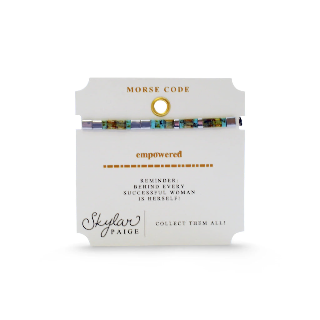 EMPOWERED - Morse Code Tila Beaded Bracelet - Awesome Like Agate