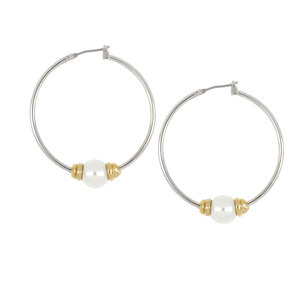 Pearl Large Hoop Earrings