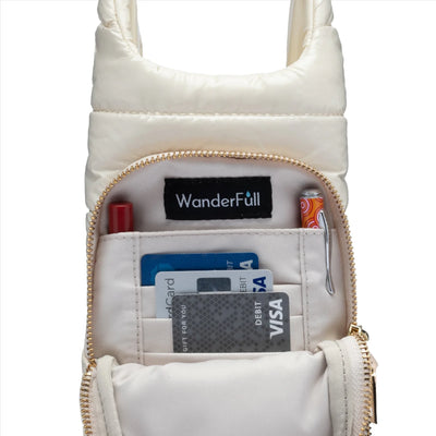Ivory Glossy Hydrobag With Light Patterned Strap
