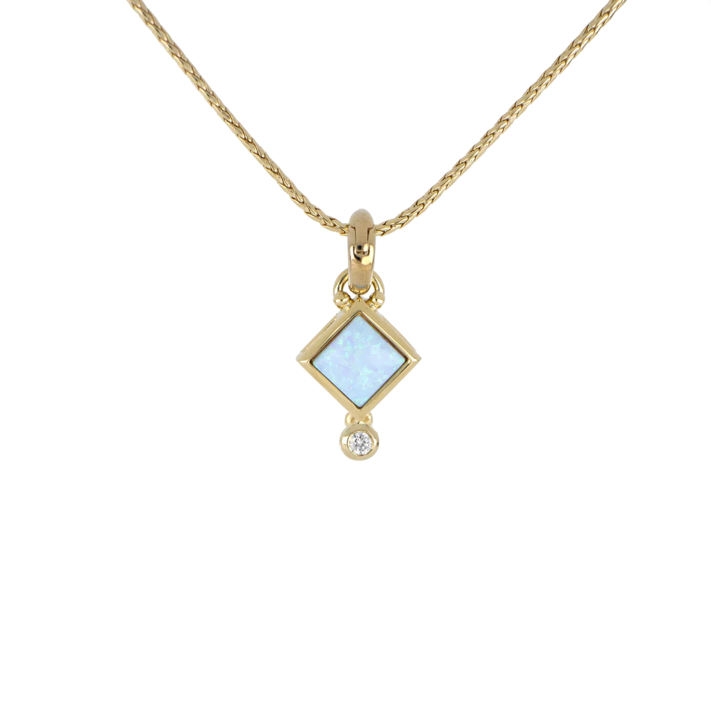 Blue Diamond Opal Pendant with Chain