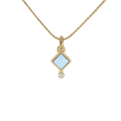 Blue Diamond Opal Pendant with Chain