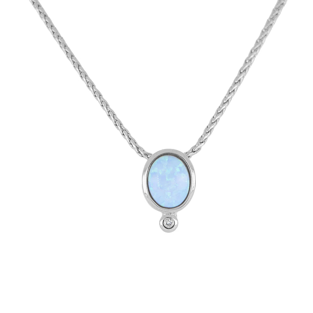 Blue Oval Opal Pendant