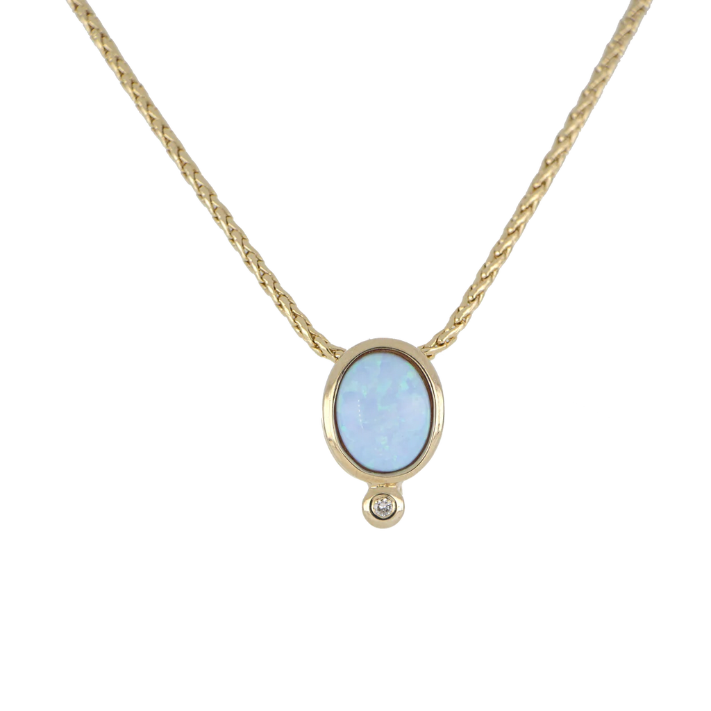 Blue Oval Opal Pendant