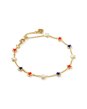 Load image into Gallery viewer, Sierra Gold Star Delicate Chain Bracelet In Red White Blue Mix