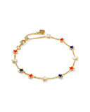 Sierra Gold Star Delicate Chain Bracelet In Red White Blue Mix