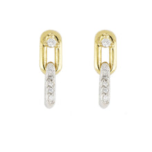Load image into Gallery viewer, Small Two Link Pavé Earrings with Cubic Zirconia Top