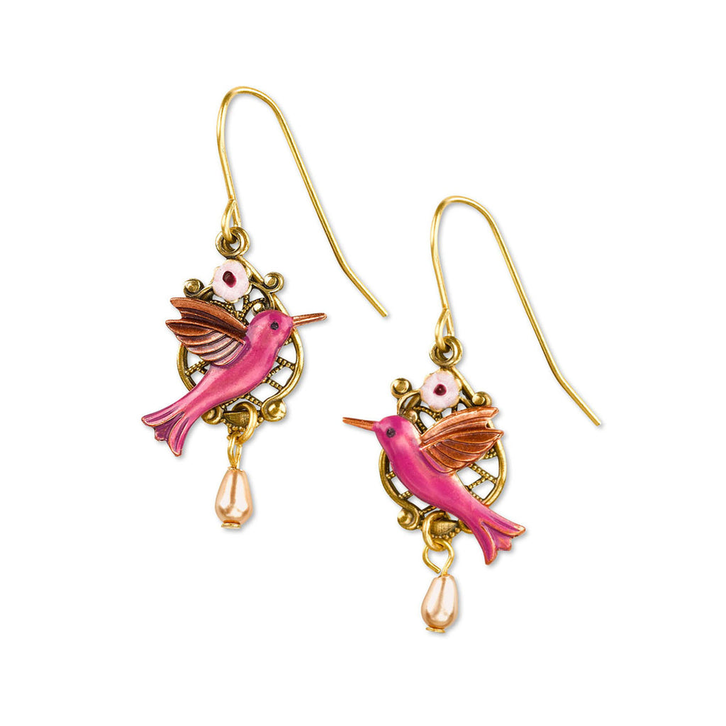 Hummingbird Drop Gold-Plated Earrings