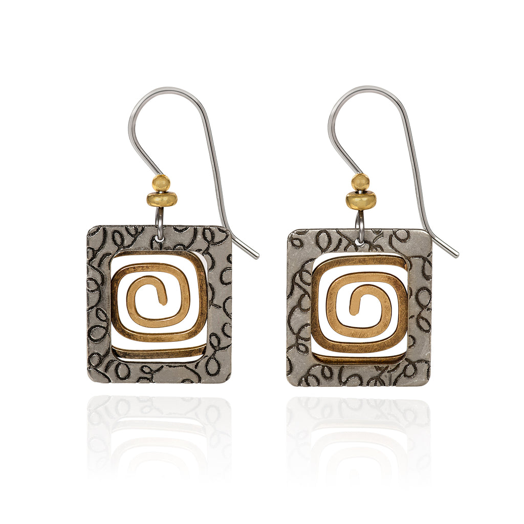 Spiral & Square Earrings