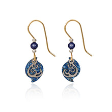 Load image into Gallery viewer, Open Curl On Blue Paisley Earrings