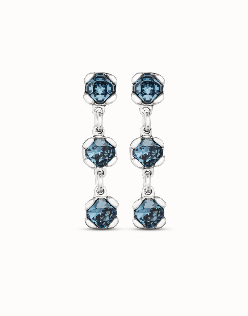 Plated Earrings With Blue Crystals