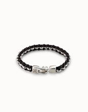 Load image into Gallery viewer, Leather And Sterling Silver-Plated Bracelet