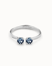 Load image into Gallery viewer, Plated Rigid Bracelet With Inner Spring And Two Blue Crystals