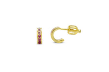 Load image into Gallery viewer, CZ Half Hoop Pink Ombre Earring