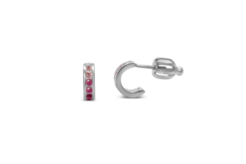 CZ Half Hoop Pink Ombre Earring