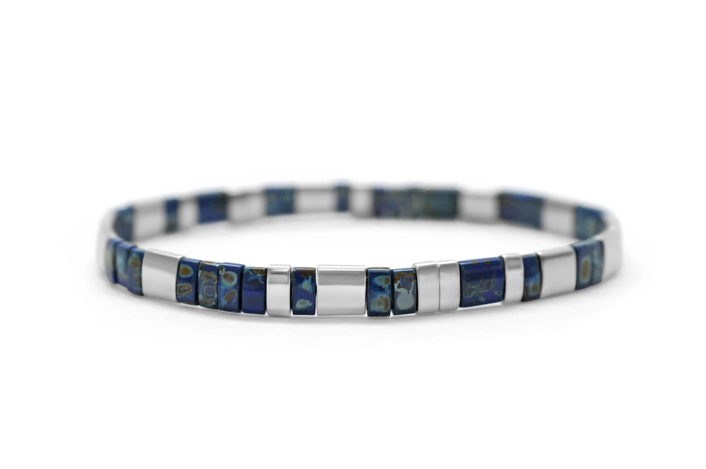 SELF LOVE - Morse Code Tila Beaded Bracelet - Luxe Lapis