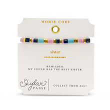 Load image into Gallery viewer, SISTER - Morse Code Tila Beaded Bracelet - Tried and True Turk Lav and Blue