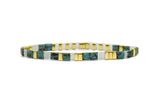 ADVENTURE - Morse Code Tila Beaded Bracelet - Take Care Turq